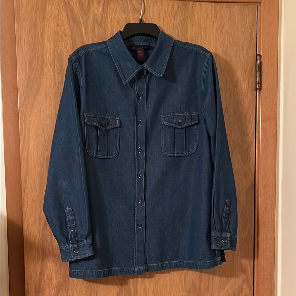 Denim&Co. Classic Blue Button-Up Shirt